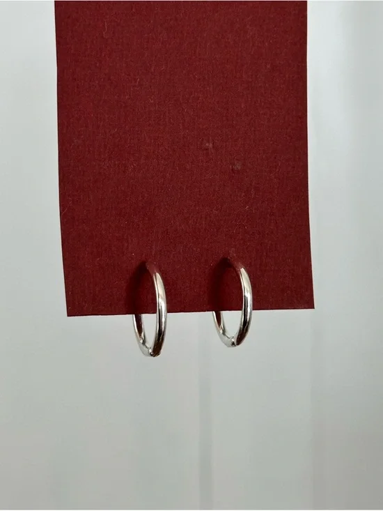 14 mm silver hoop earrings - Picture 2 of 7